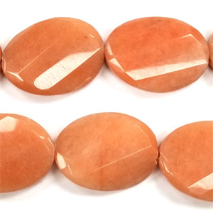 DYED JADE FACETED WAVE OVAL 30X40MM ORANGE
